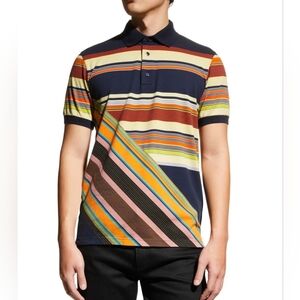 Etro XL Fruitstripe Multicolor S/S Polo Short